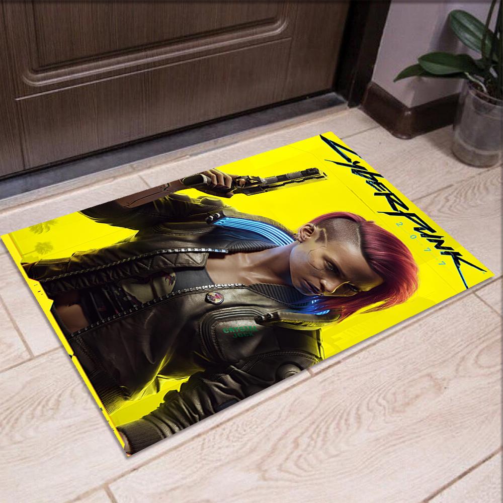 Ковер с принтом Cyberpunk 2077, коврик для офисного кресла, гостиной, спальни, кухни, декор, подарки.