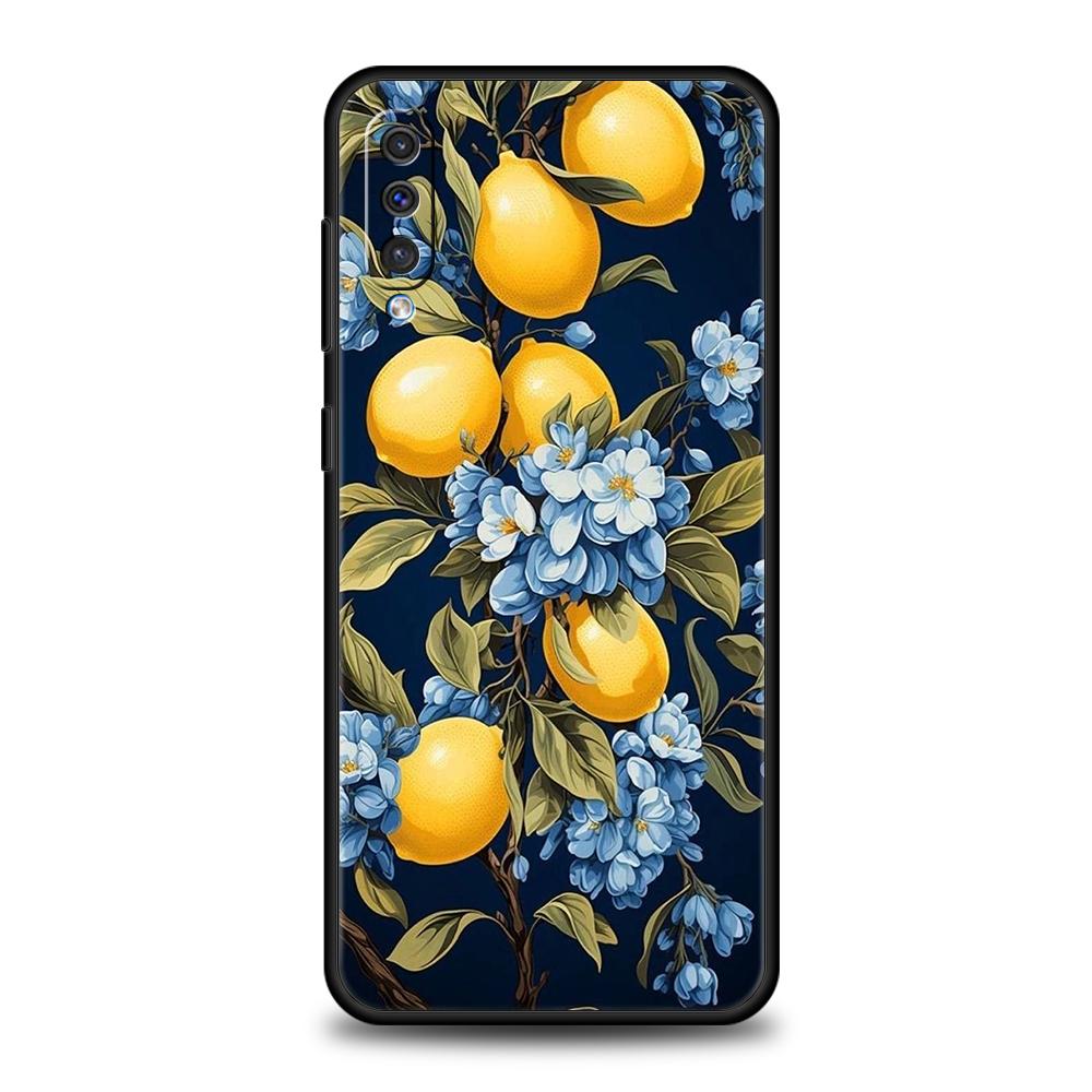 Чехол для телефона Samsung Galaxy A56 A36 A26 A06 A16 A24 A36 A54 A14 A42 A22 A20 A12 A10 5G Мягкий ТПУ Летний Свежие Фрукты Принт с Лимонами