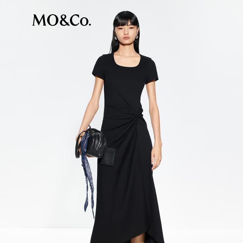 MO&Co. A-Line U-Neck Irregular Hem Long Dress
