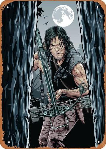 Game Poster Metal Daryl with crossbow Wall Art Decor Tin Sign