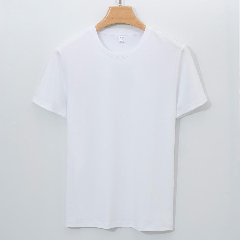 Mercerized Cotton T-shirt Men's Short-sleeved Round Neck Solid Color Pure Cotton Velvet Cotton Men's T-shirt