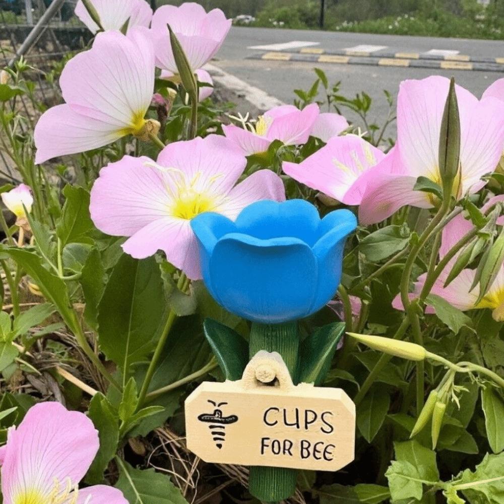 Flower Shape Insect Drinking Cup Colorful Garden Decoration Bee Butterfly Water Dispenser Patio