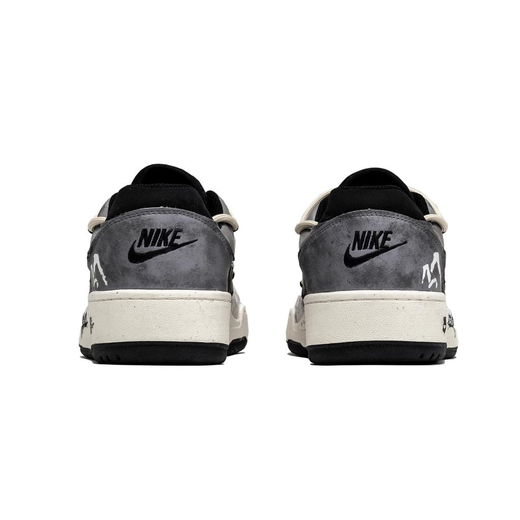 Nike Full Force Кожаные Устойчивые к истиранию Устойчивые к истиранию Низкие Скейтбордические кроссовки Мужские Серый Белый FB1362-101(Команда901-)