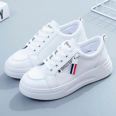 Массивные кроссовки, женские весенние туфли из искусственной кожи со шнуровкой на среднем каблуке, с круглым носком, женская обувь, однотонная вулканизированная обувь на платформе, большие размеры