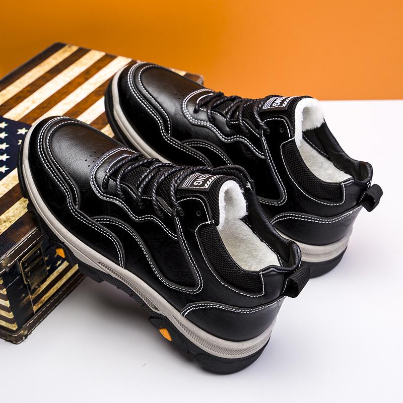 Модные мужские зимние кроссовки 2024 года, новые толстые хлопковые туфли, удобные уличные мужские нескользящие зимние ботинки из искусственной кожи, сохраняющие тепло, обувь на платформе