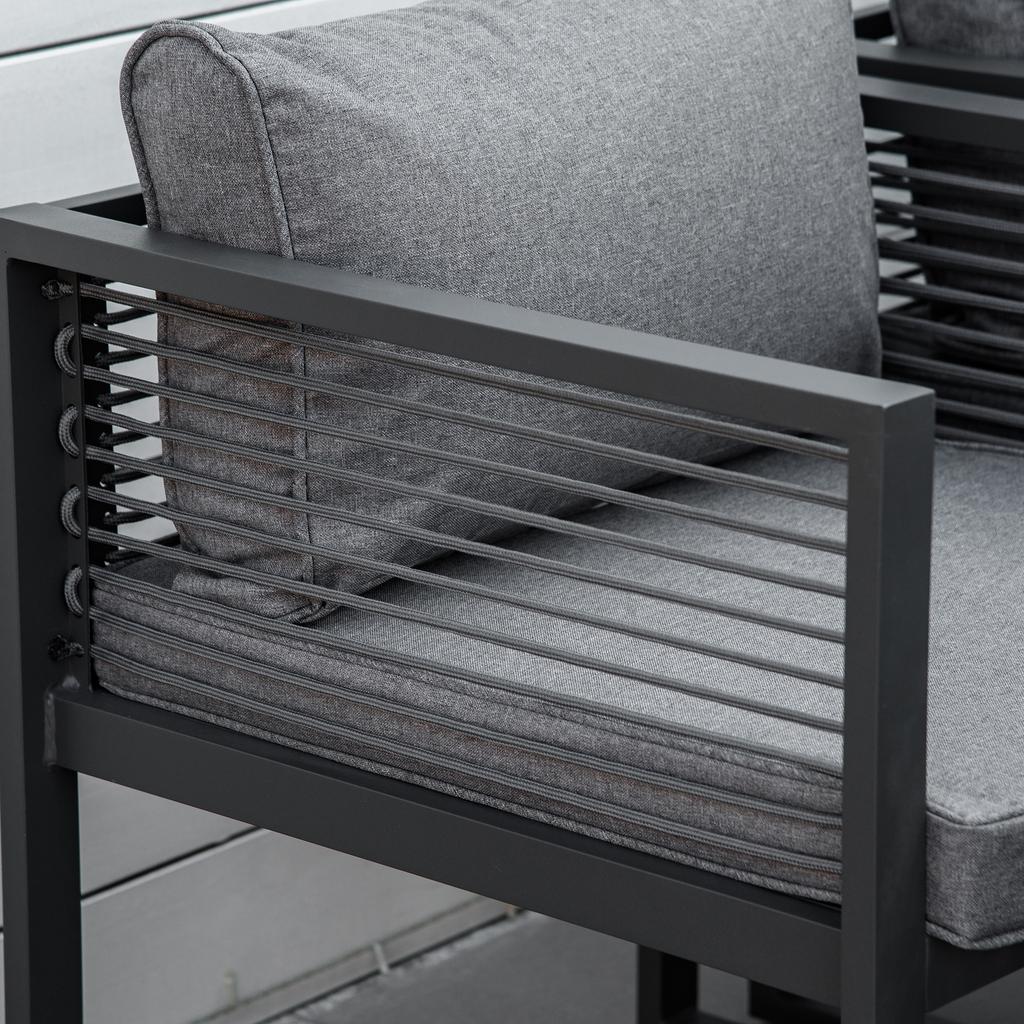 Nine-Piece Aluminium Garden Set, with Glass-Top Table - Grey