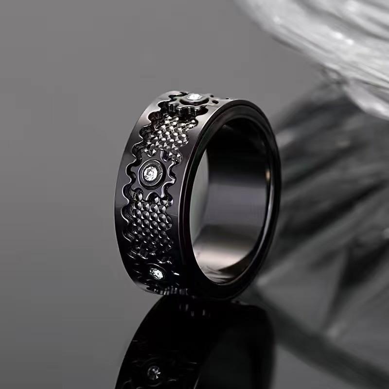 Rotating Gear Ring Men Women Trendy Punk Style Jewelry Gift
