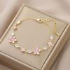 Luxury Colorful Zircon Flower Bracelet For Women Girls Korean Sweet Gold Color Crystal Adjustable Bracelet Zircon Gift