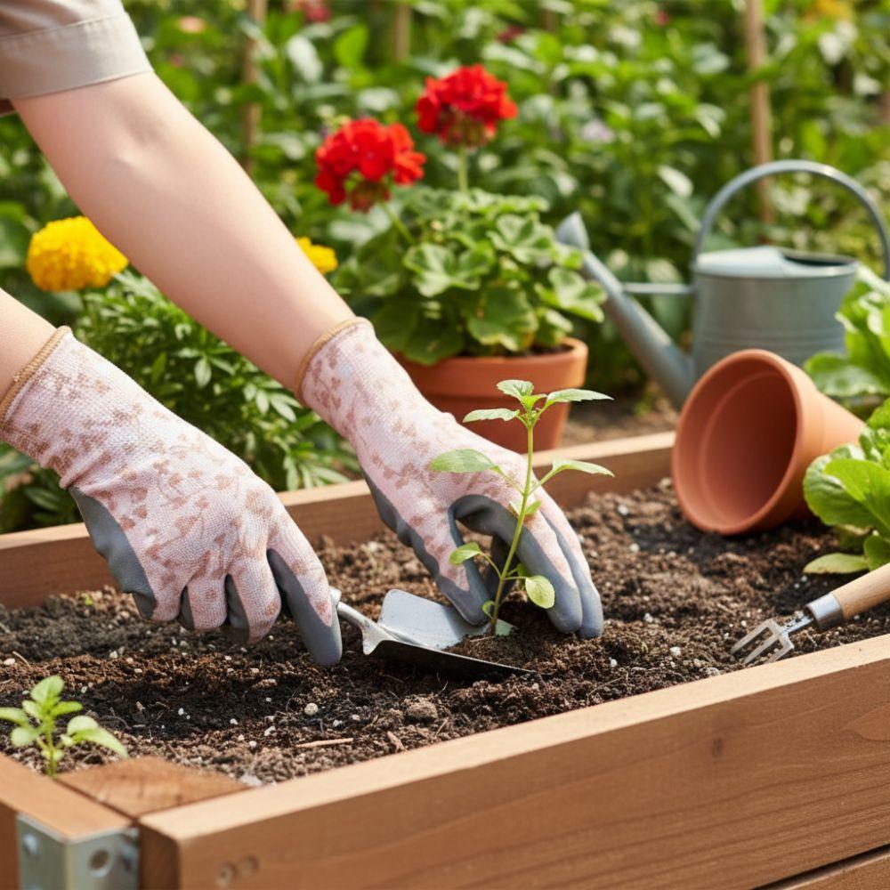 Floral Pattern Work Gloves Breathable Protective Mittens Labor Protection Gloves Rose Planting