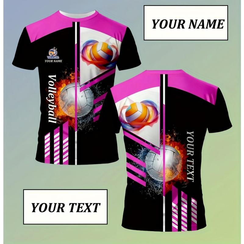 3D Printed Volleyball Jerseys T-shirt For Men Customized Graphic T Shirts Fashion Casual