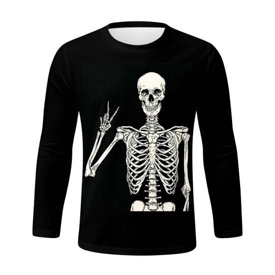 Мужские топы с принтом Хэллоуина 3D, круглый вырез, длинный рукав, футболка, повседневная, стандартного кроя, повседневная одежда для уличных вечеринок