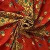 Б/у YVES SAINT LAURENT Ив Сен Лоран Шарф Шелковый Барокко Украшения Красный Золотой Тонкий Большой Винтажный