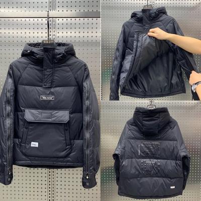 Мужская зимняя рабочая одежда на молнии, хлопковое пальто, модное повседневное короткое пальто с капюшоном, утепленное теплое однотонное мужское пальто