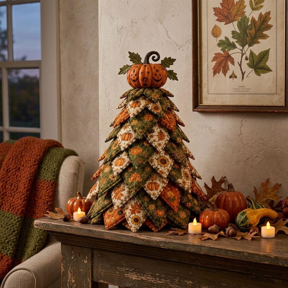 Pumpkin Ghost Quilted Christmas Tree Kit Black Cat Spider Hand Sewing Festival Tree  Fall Harvest