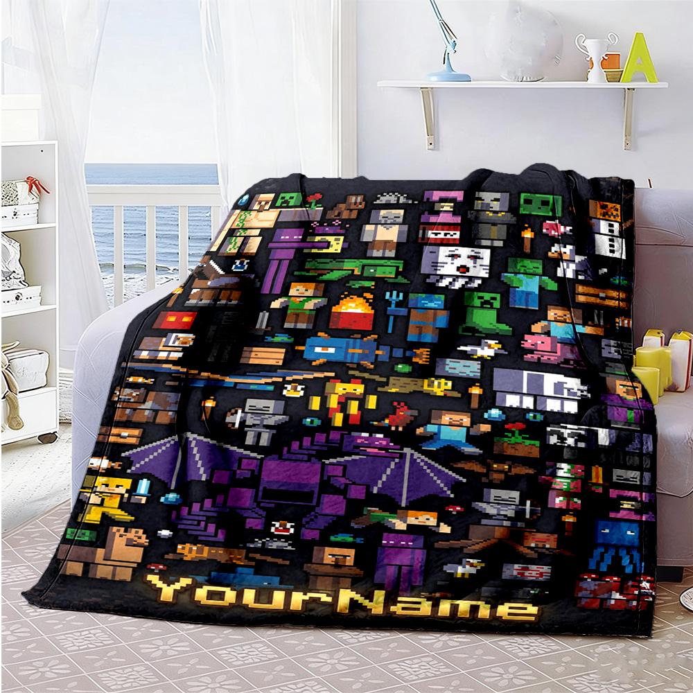 Minecraft 13 Personalized Name Blanket Gift Personalized Blanket Soft Warm Cozy Versatile for Nap Bed Bedding Living Room Ideal for All Seasons