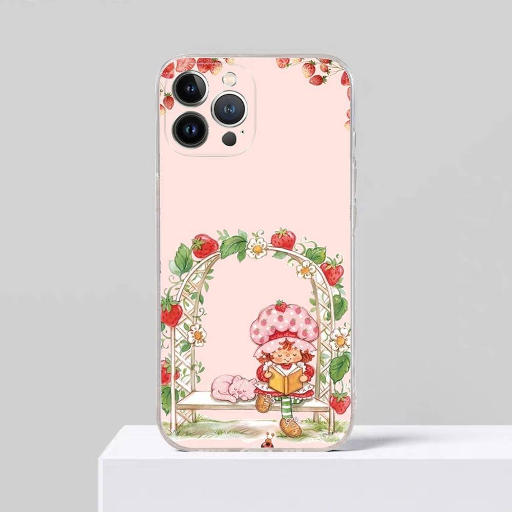 S-Клубничный S-Шорткейк Для iPhone 11 12 13 14 15 16 17 Pro Max Plus Air Прозрачный Clear Ударопрочный Чехол