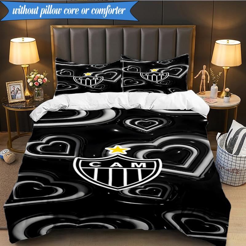 3PCS Clube Atlético Mineiro With Shield Soft Bedding Set,Including 1pc Duvet Cover And 2pcs Pillowcases Perfect for Bedroom, Dormitory, Fan gift