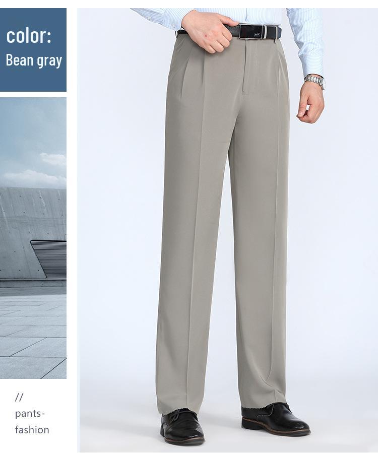 Мужские брюки из шелка с высокой посадкой - Летние тонкие, свободного кроя, прямые