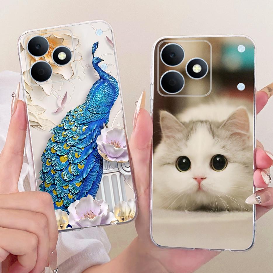 Чехол для Realme Note 80 4G RMX5388 Милый Кот Цветы Рисованный Чехол Мягкий Силиконовый Чехол Для Realme Note 80 Note80 Задняя Крышка Fundas