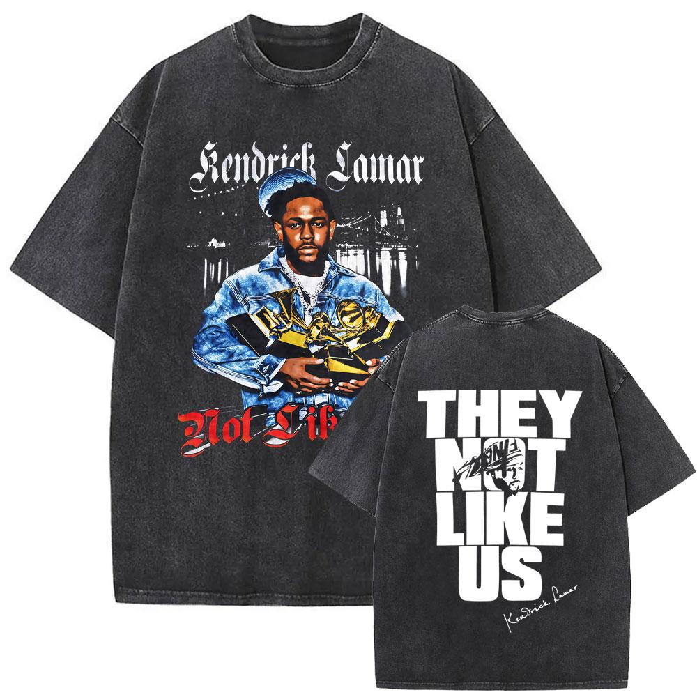 Limited Rapper Kendrick Lamar They Not Like Us Washed Vintage Tshirt Summer Men Women Hip Hop Oversized Street Crewneck T Shirt