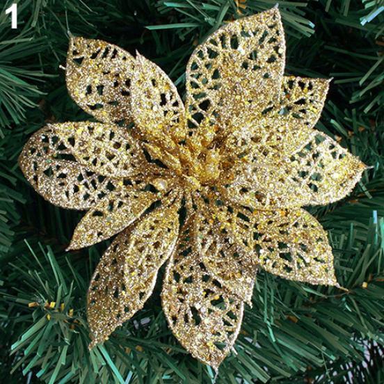6'' Hollow Wedding Party Decor Christmas Flowers Xmas Tree Decorations Poinsettia AVE