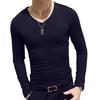 Fashionable Men Slim Fit T-shirt Long Sleeve Tops Pullover V-Neck Blouse Casual Fashion Tees