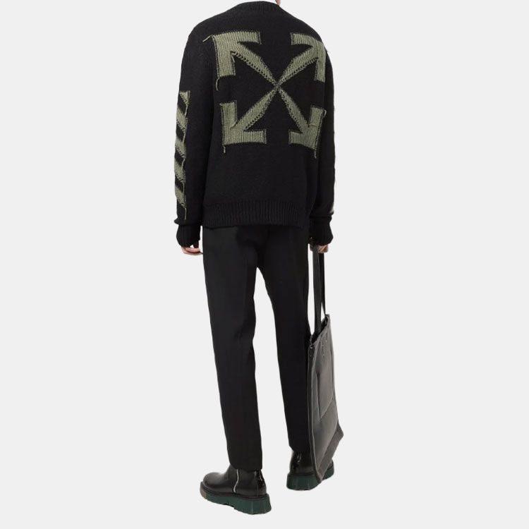 OFF WHITE FW21 Свитер Свободный крой Мужской Черный OMHE088F21KNI0011055