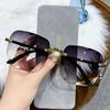 Square Sunglasses Woman Brand Designer Fashion Rimless Gradient Sun Glasses Shades Cutting Lens Ladies Frameless Eyeglasses