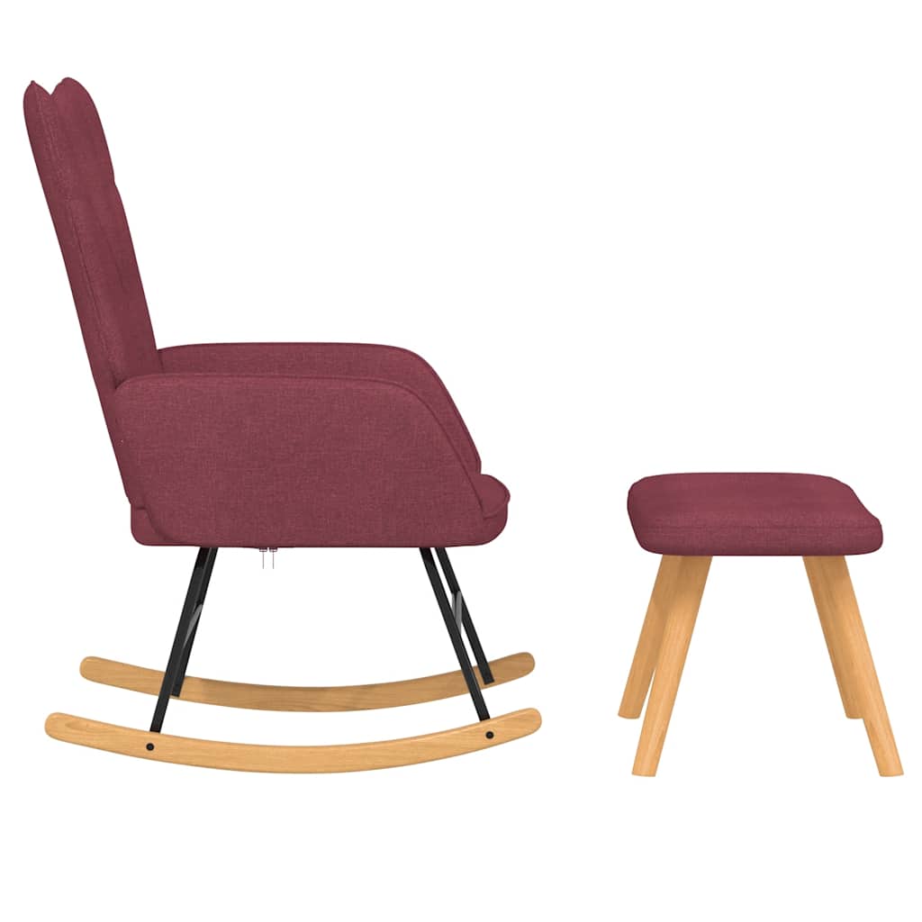 Rocking Chair with Ottoman Fabric Burgundy