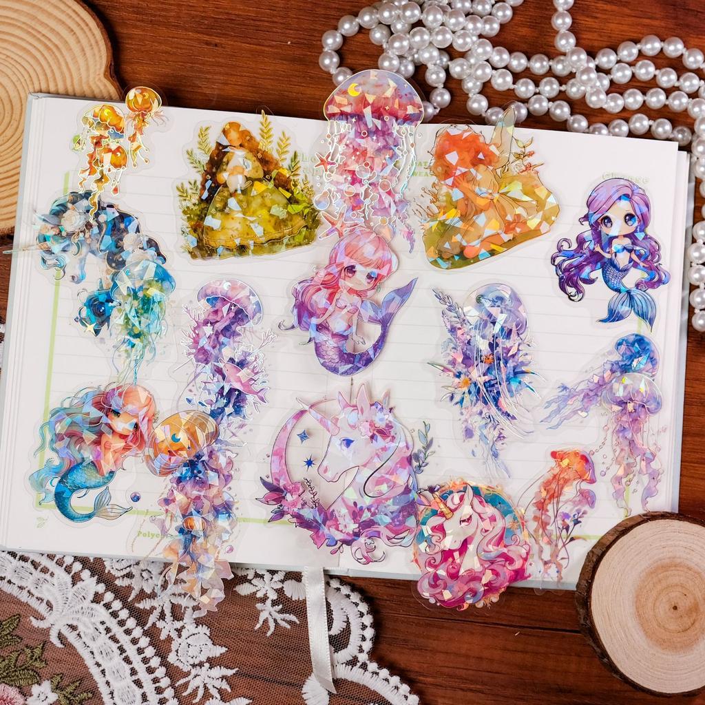 30-120 листов высококачественной серии Fairy Tale, прозрачной бронзирующей лазерной водонепроницаемой наклейки, декоративной наклейки для домашних животных