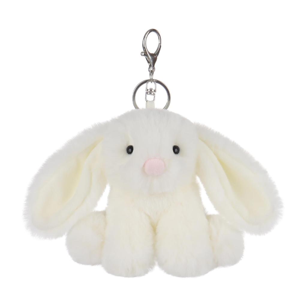 Apricot Lamb Cute White Bunny Soft Keychain Plush Toy, Perfect for Boys and Girls, Fits Kids Backpacks and Purses, 15cm