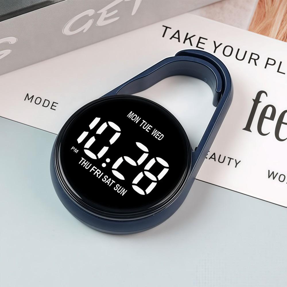 LED Electronic Hanging Watch Portable Waterproof Pocket Watch Digital Display Carabiner Luminous Pocket Watch Children/Adults