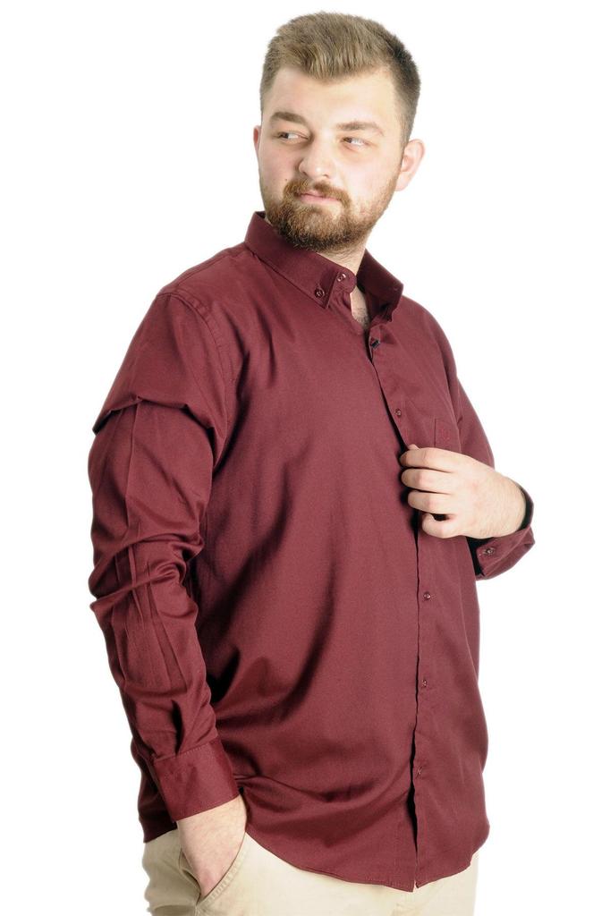 Men's Plus Size Plus Size Shirt Mode Xl Plus Size Men's Shirt with Long Sleeve Pocket Oxford 20366 Claret Red