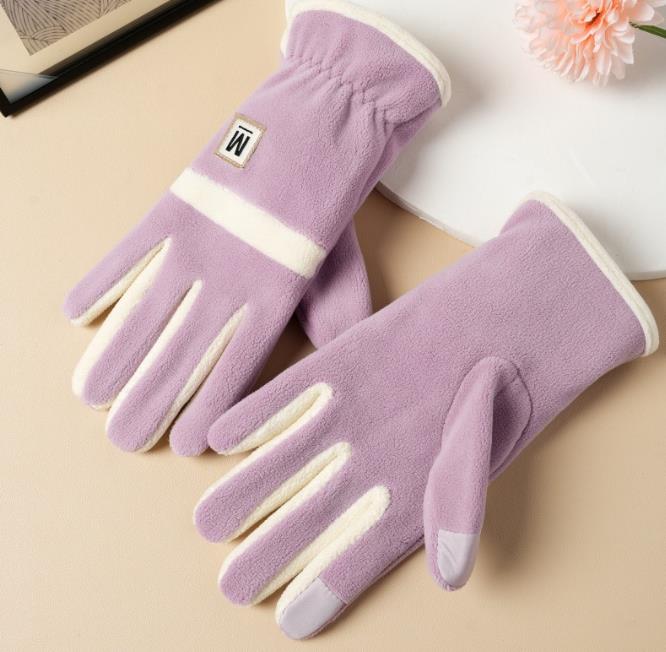 Women Winter Fleece Gloves Touch Screen Warm Thermal Gloves with for Outdoor Driving Cycling