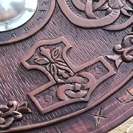 Viking Shield 60.96 Cm Wooden Shield Medieval Shield Heavy Metal Norse  Decor Royal Shield Battle Ready Shields