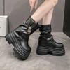 Модные женские осенне-зимние кожаные ботильоны на каблуках 10 см, армейские ботинки на толстой платформе, новые нескользящие мотоциклетные ботинки для женщин в стиле панк