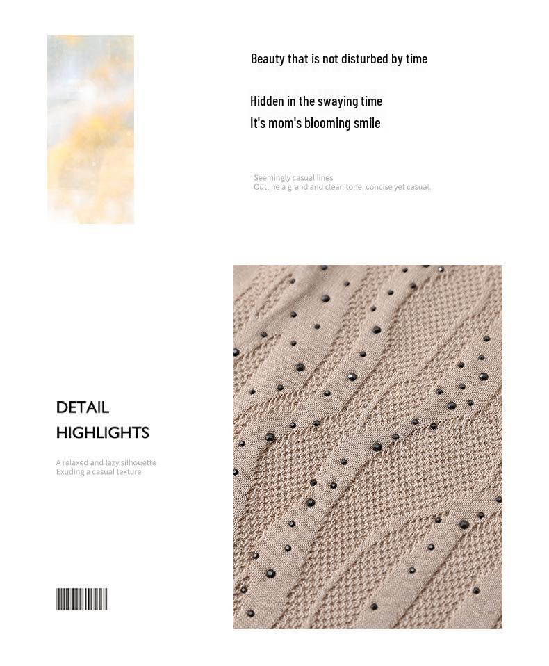 Вязаный осенний топ для мамы 2025 - Модная легкая футболка для женщин среднего возраста