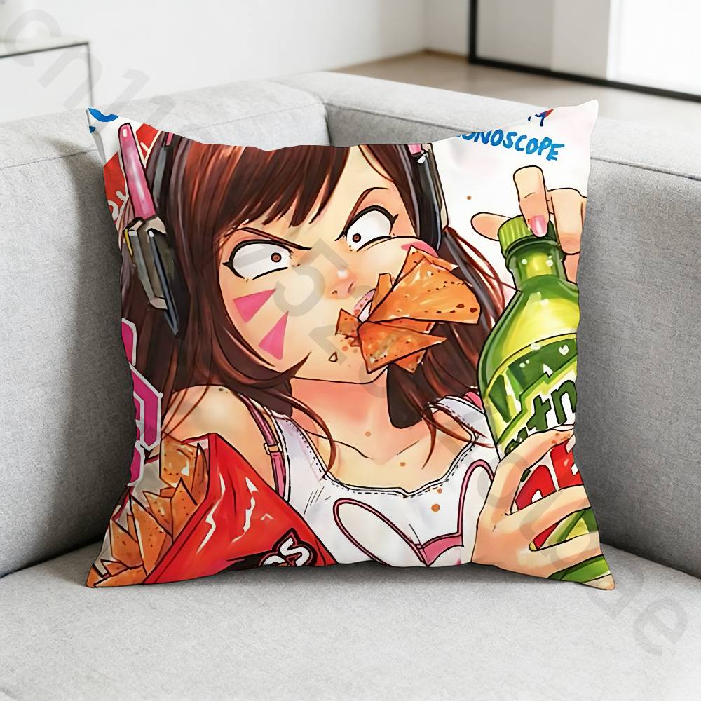 Game OOverwatchS Pillow Case Square DoubleSided Printing Short Plush Sofa Cushion Cover Bedroom Bedside Pillow