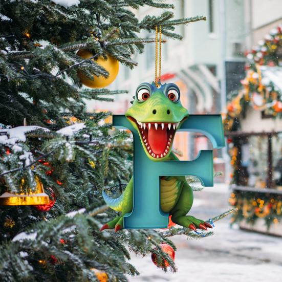 Рождественский орнамент в виде динозавра, подвесной кулон со шнурком, мультяшный стиль, Рождественская елка, забавное украшение в виде динозавра