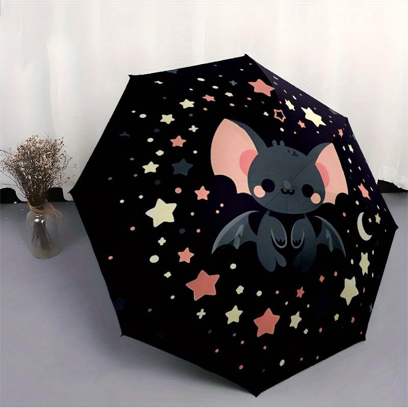 1pc Bat Night Automatic Open/Close Umbrella with Windproof, Functional Design, 8-Rib Sturdy Canopy, Durable Ribs,058