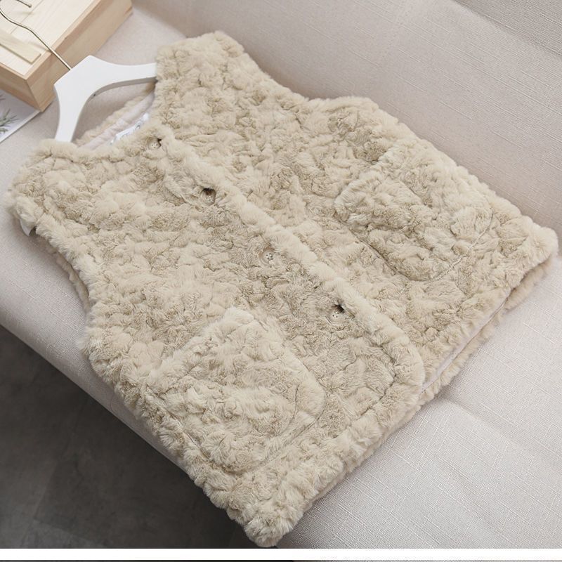 Искусственный мех кролика, искусственный меховой жилет, женская куртка 2024 года, осень, новый иностранный стиль, верхняя одежда, утолщенный бархатный жилет без рукавов