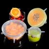 6Pcs Food Grade Silicone Preservation Cover Reusable Airtight Food Universal Dish Stretch Round Lids For Kitchen Accessories