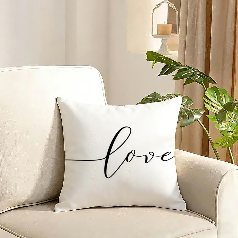 Simple Black White Couple Line Cushion Cover Reversible Plush Pillow Cover Soft Fluffy Home Decor for Sofa Bedroom