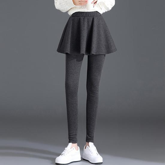 Женские зимние брюки-кюлоты однотонные с высокой талией плиссированные брюки-юбка ложный комплект из двух частей леггинсы-юбка