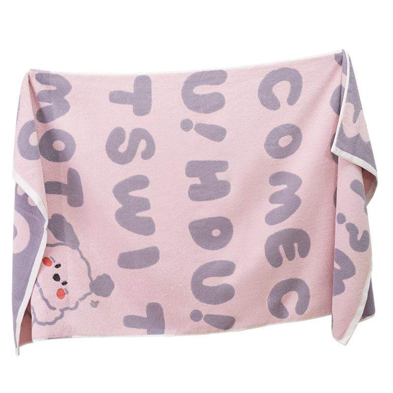 70x 140см Утолщенное Супервпитывающее Банное Полотенце из Чистого Хлопка, Жаккардовое Бытовое Милое Банное Полотенце, Розовое и Желтое Полотенце-Обертывание для Женщин, 1 шт.