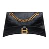Balenciaga Crush Distressed Gold B Logo Studded Magnetic Closure Pressed Cowhide Leather Handheld Crossbody Shoulder Bag Small 716351210IT1000
