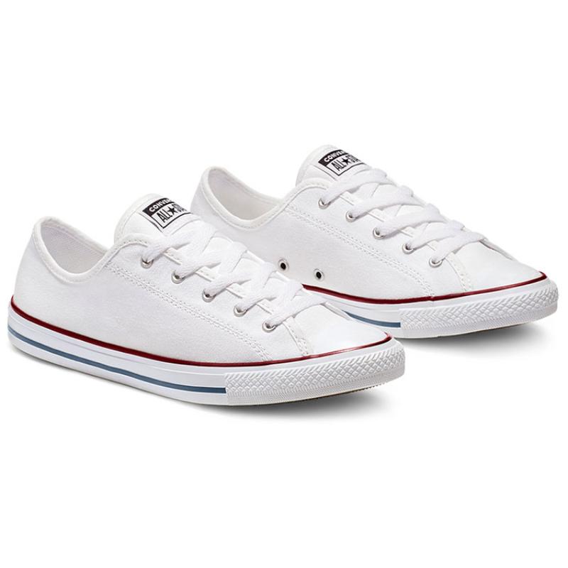 Converse Chuck Taylor All Star Dainty OX Круглый носок На шнуровке Легкие низкие кеды из парусины Женские Белые