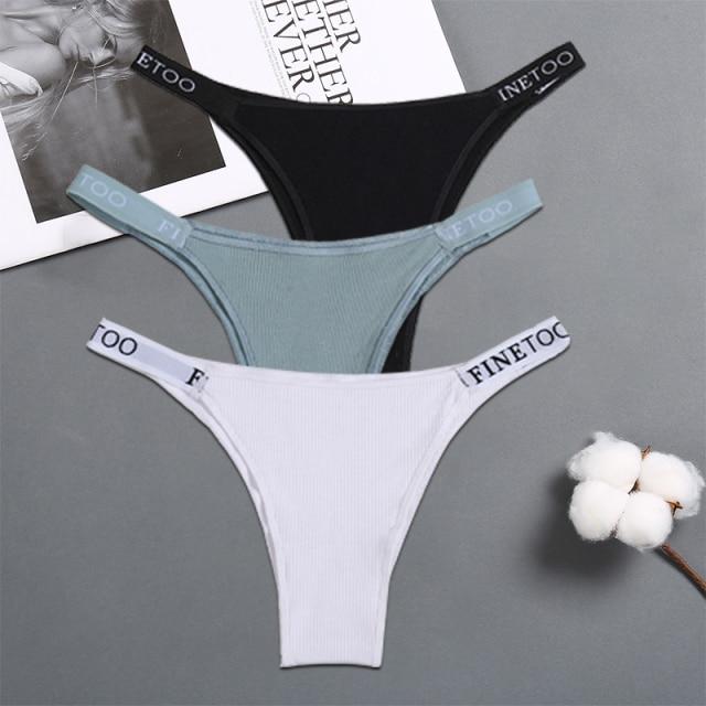 FINETOO 3PCS/Set Women's Lingerie Panties Cotton Gstring Female Underpants Sexy Letter Panties Thong Pantys Underwear Intimates