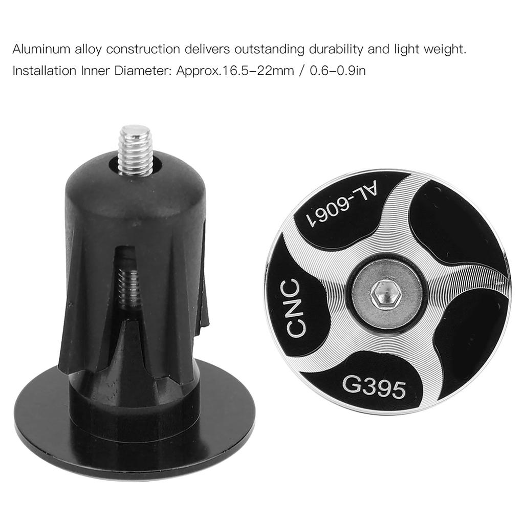 Bicycle 2pcs Aluminum Alloy Bike Handlebar Handle Grip Bar End Plug Caps Partsg395 Black