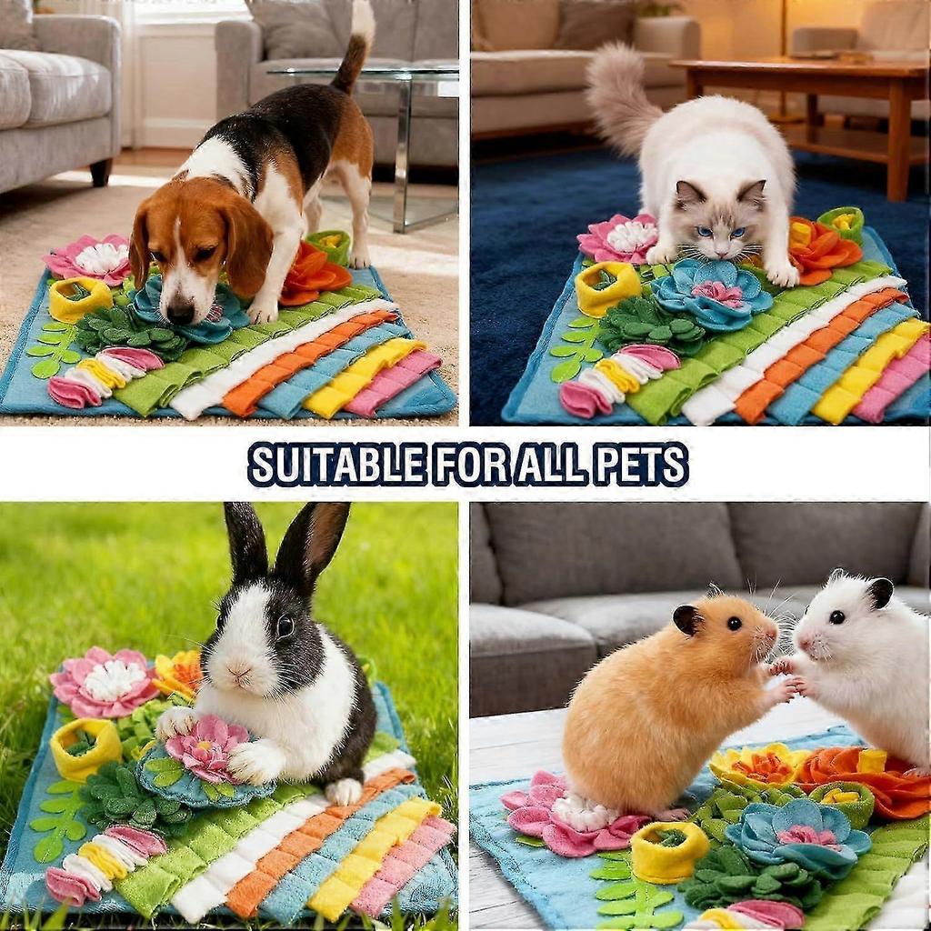 Snuffle Mat for Dogs, 15.4''*15.4'' for Small & Medium, Fleece Mentally Stimulating Toys for Dogs Cats Rabbits, Helps Control Eating Speed and Train S